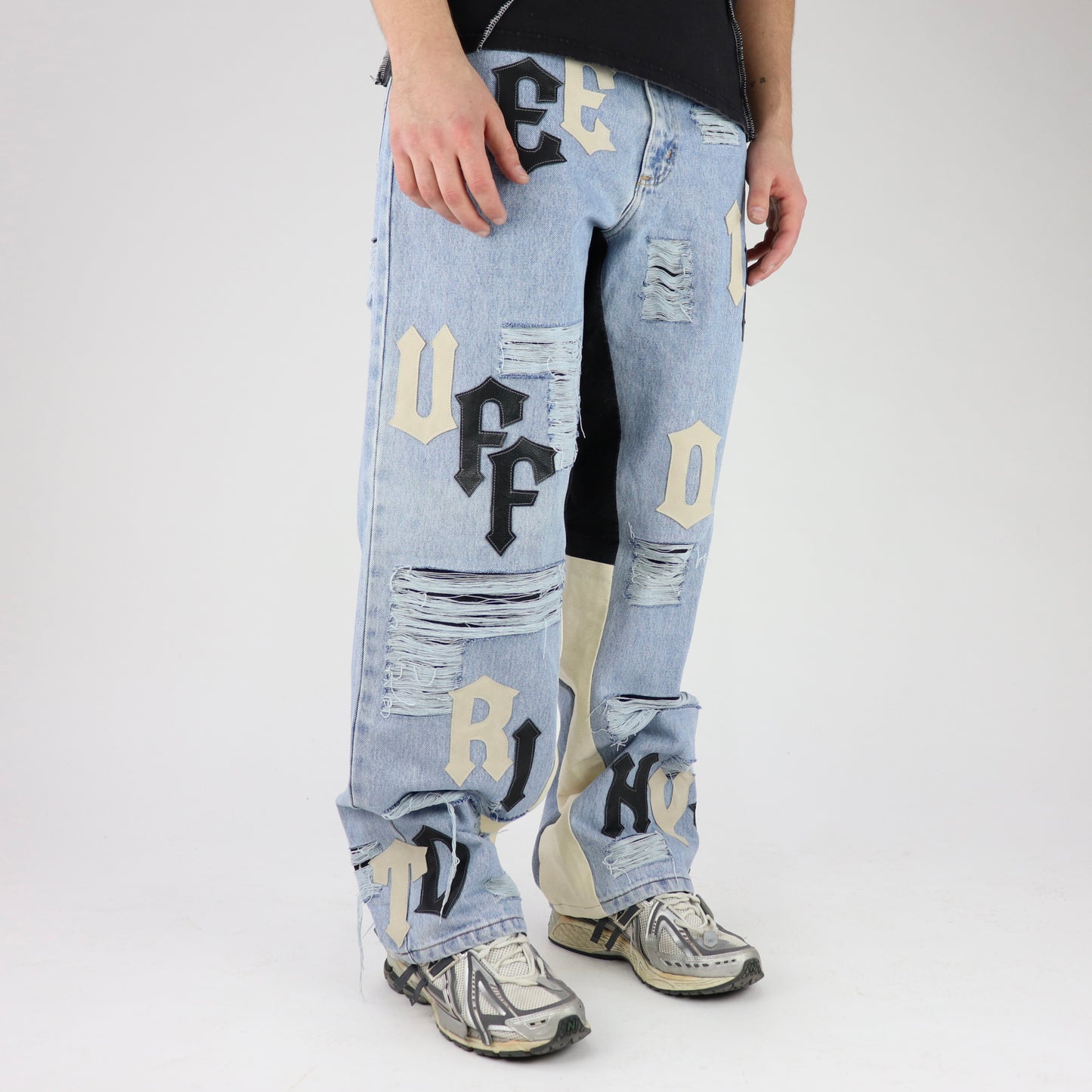 DFFRNT 100RY letters blue jeans