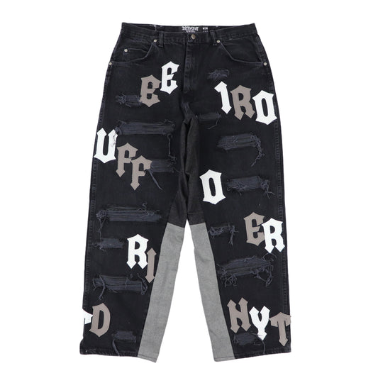 DFFRNT 100RY letters black jeans