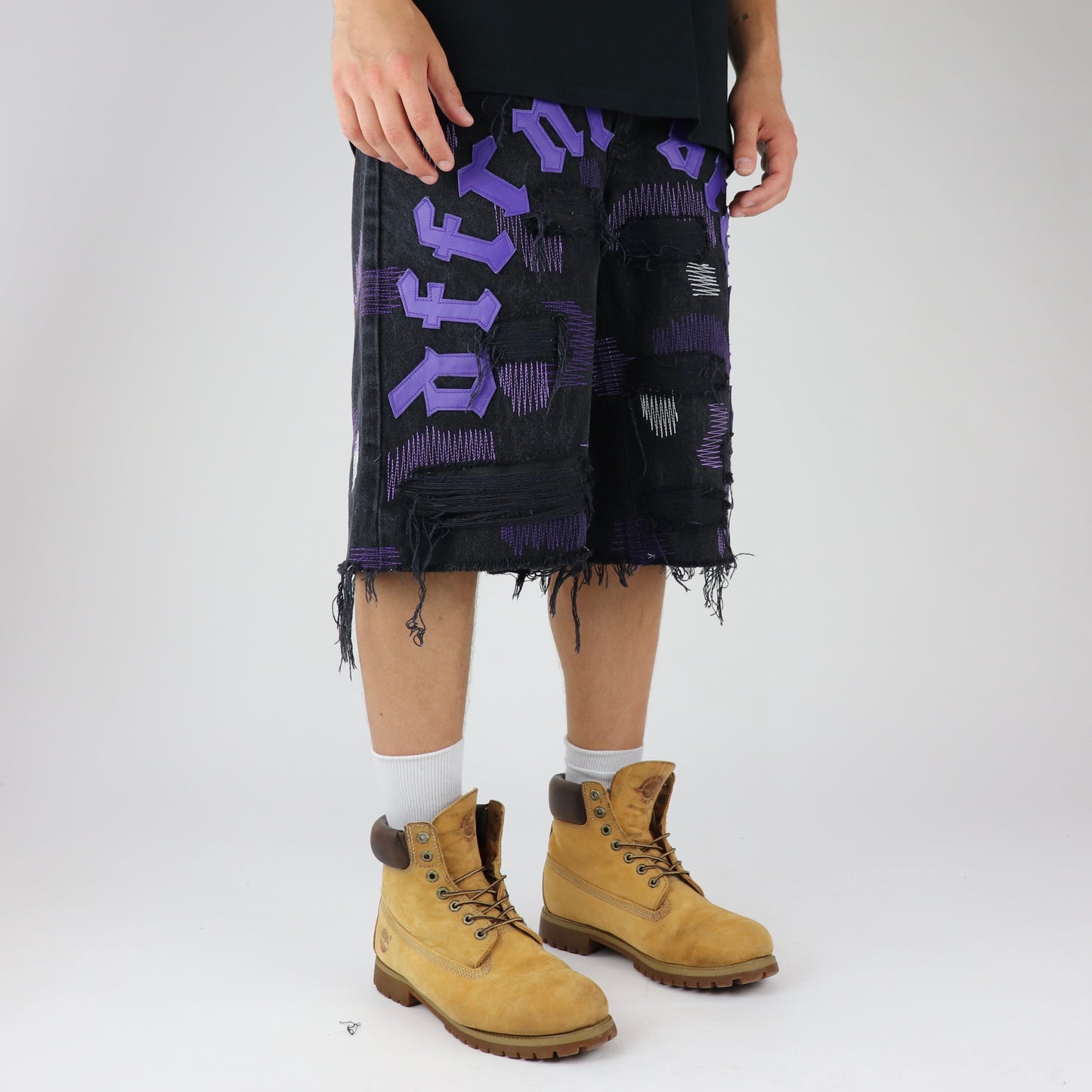 Black-purple baggy shorts