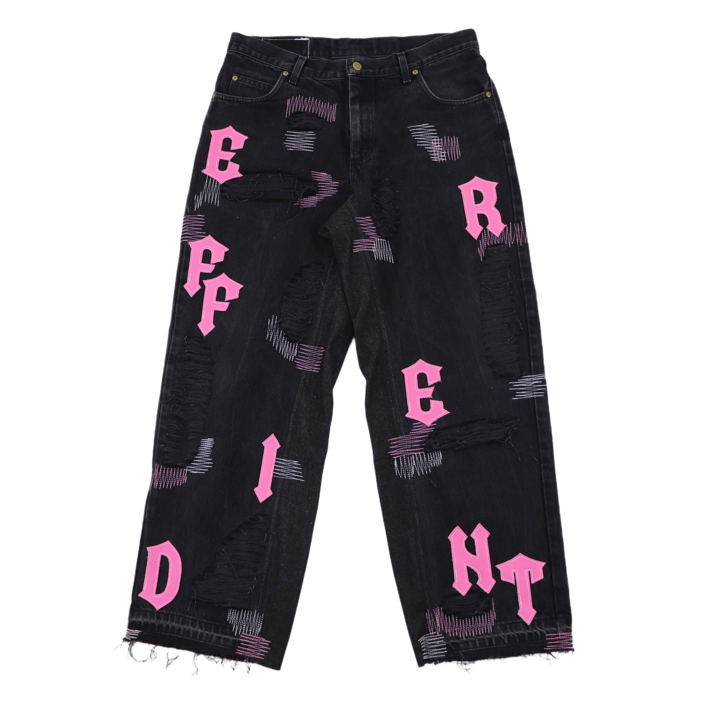 Black-pink baggy jeans