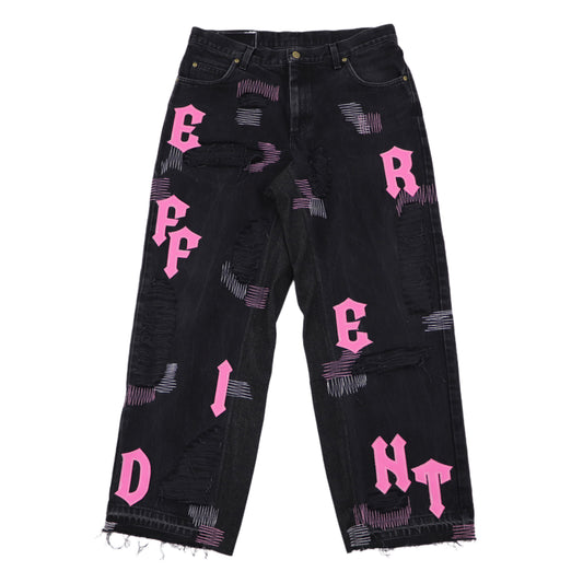 Black-pink baggy jeans