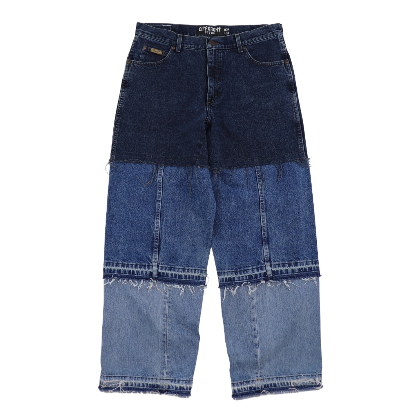 Blue panel jeans dark top