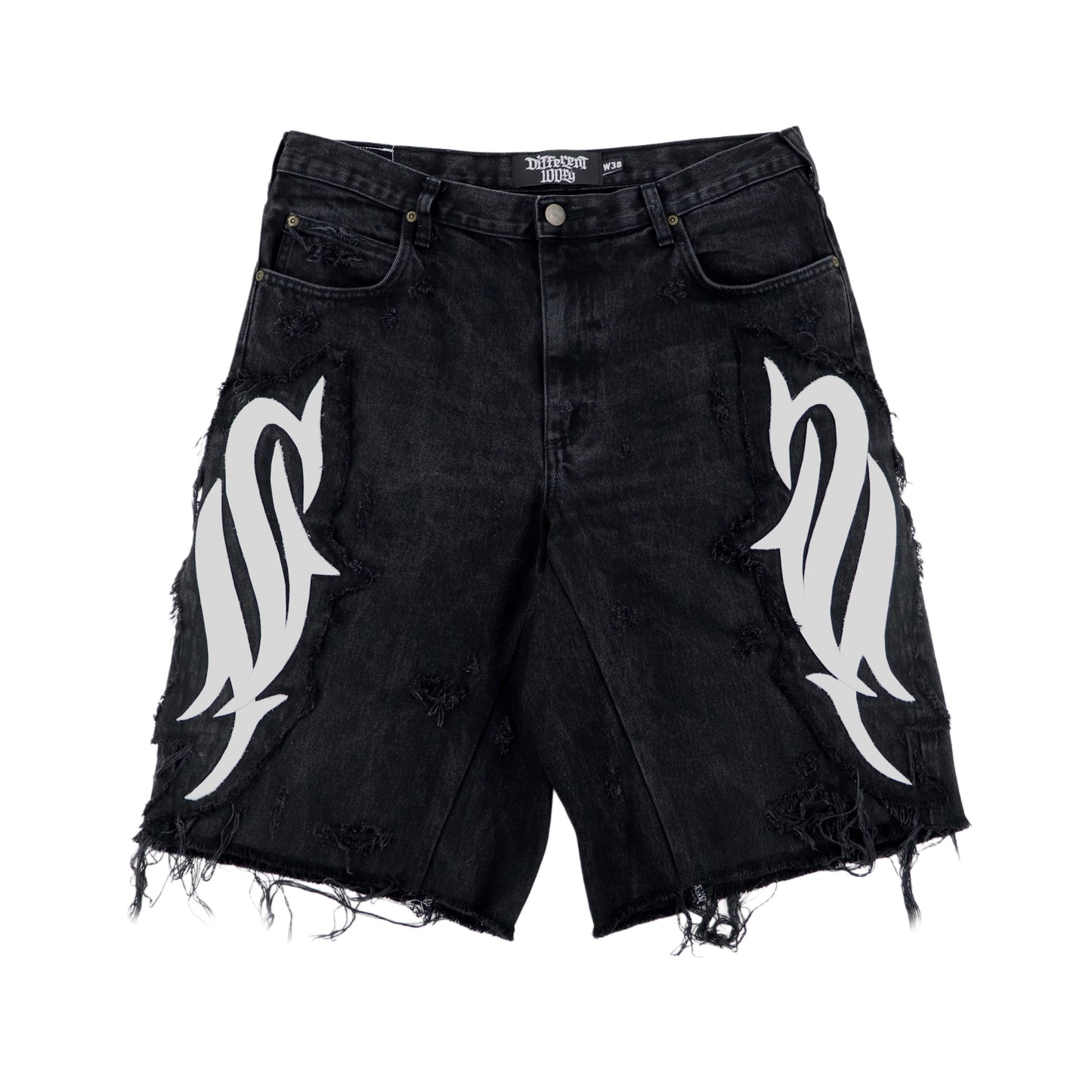 DFFRNT 100RY ornament black shorts