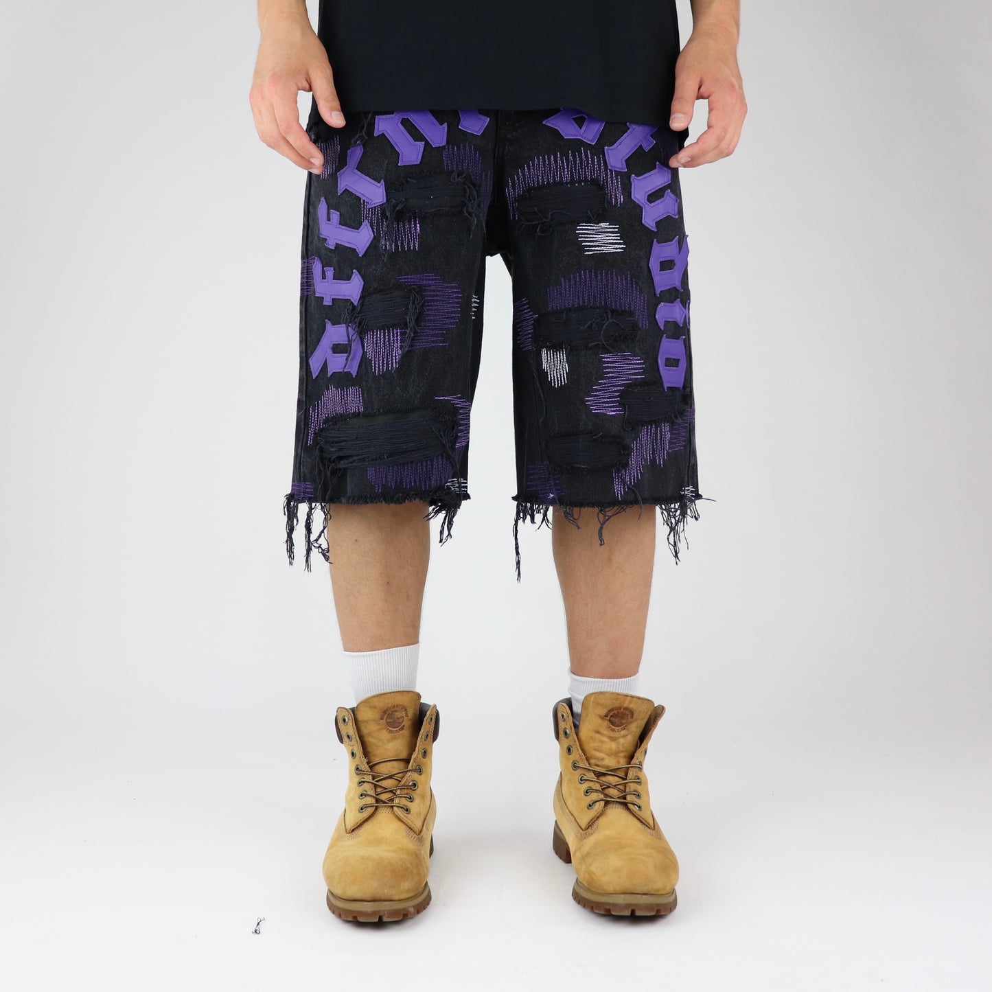 Black-purple baggy shorts