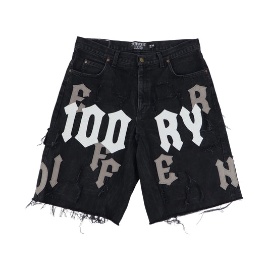 DFFRNT 100RY letters black shorts