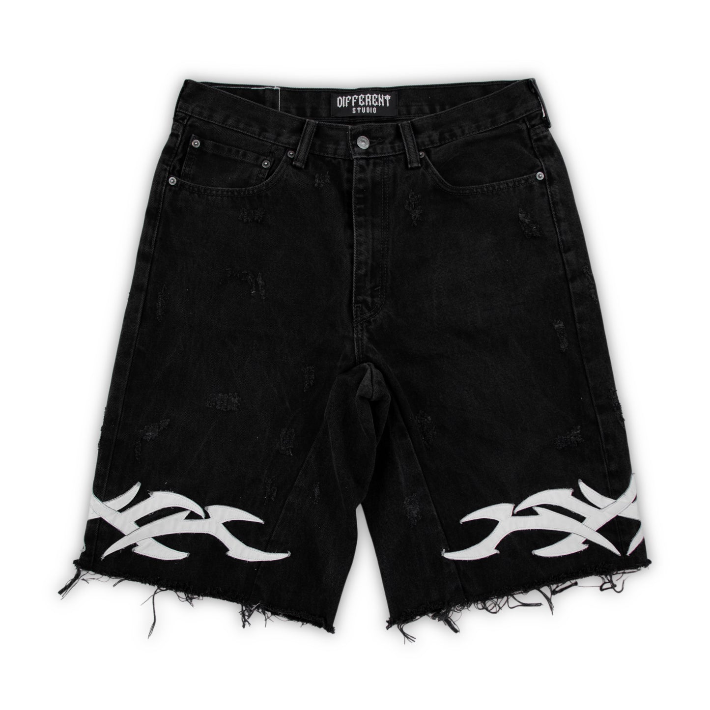 Blue-white tribal shorts