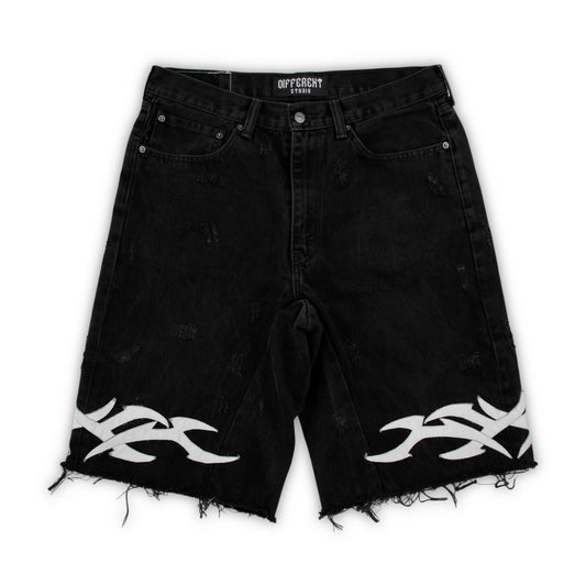 Blue-white tribal shorts