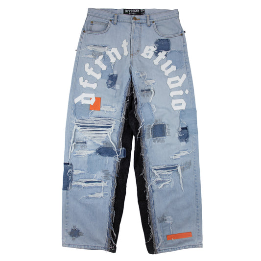 DFFRNT studio jeans blue-white