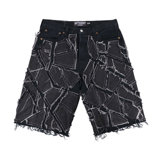 Black parts baggy shorts