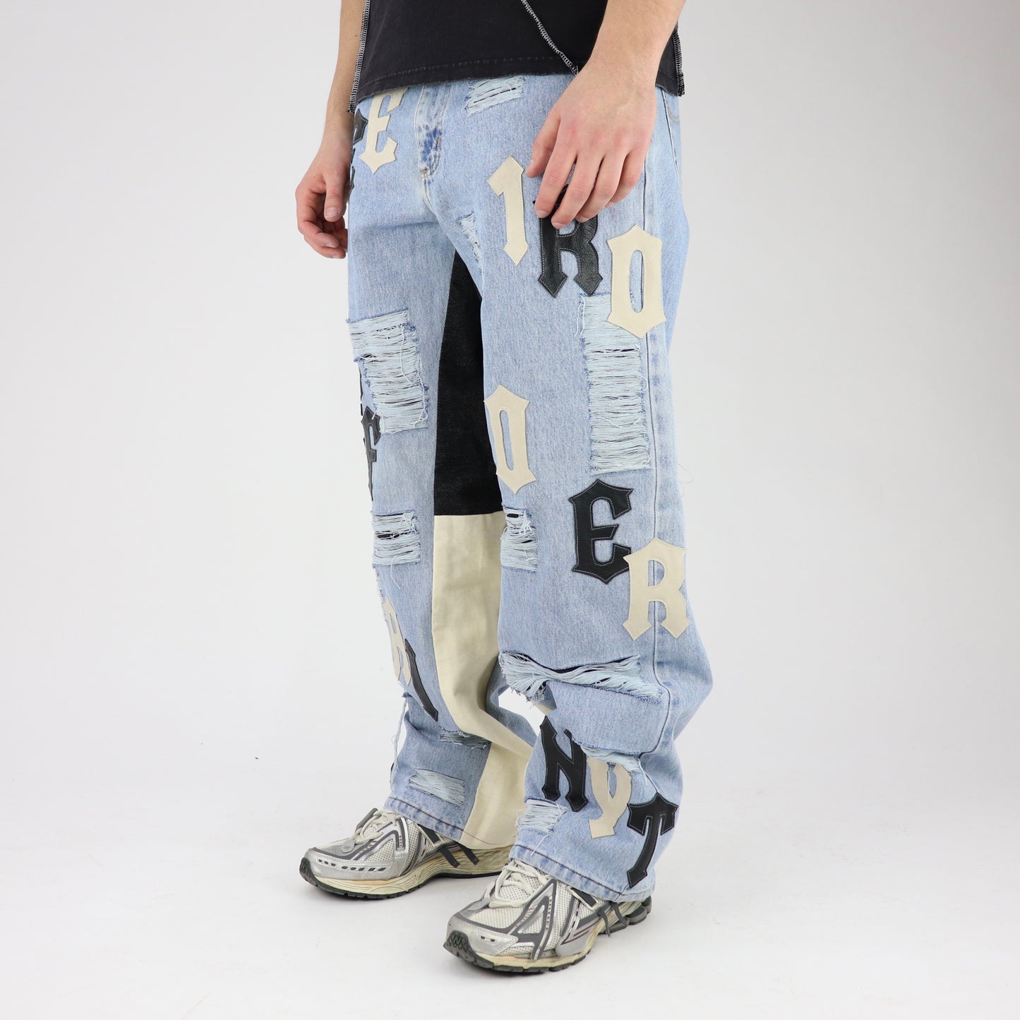 DFFRNT 100RY letters blue jeans