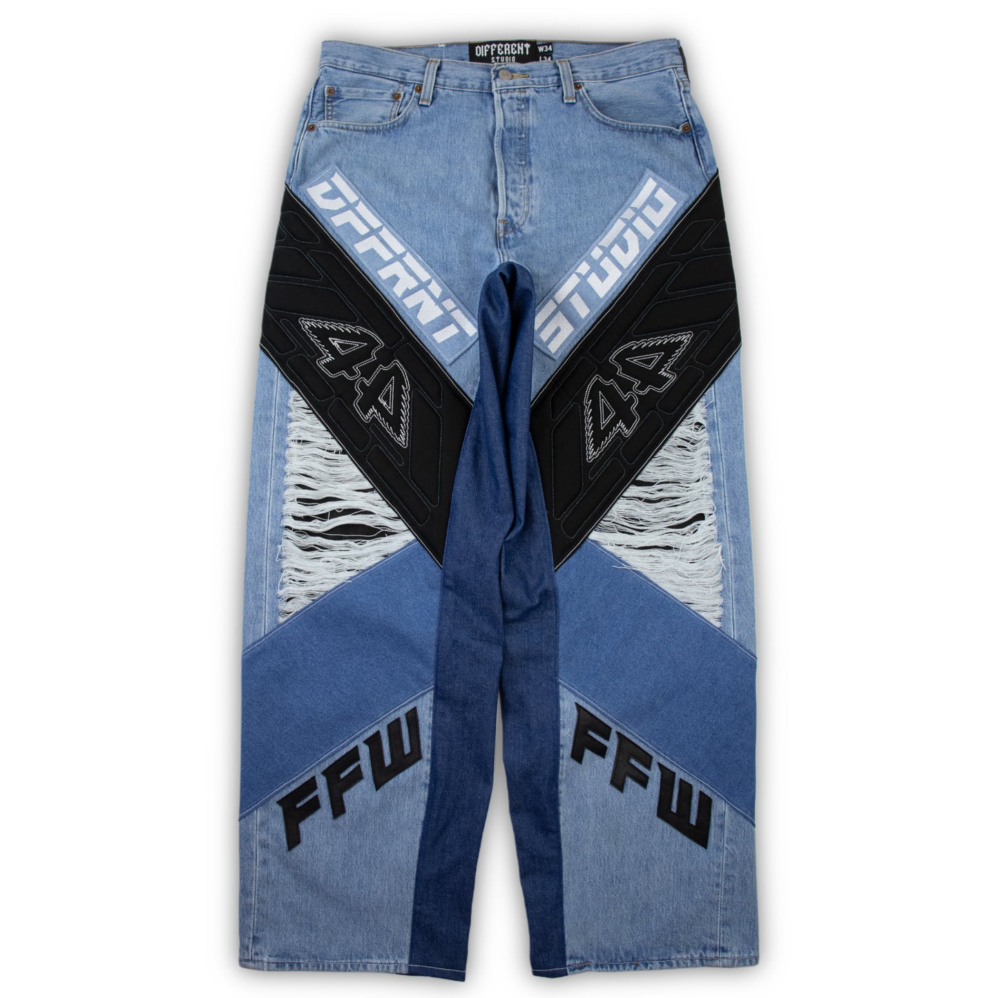 D44RNT blue moto jeans