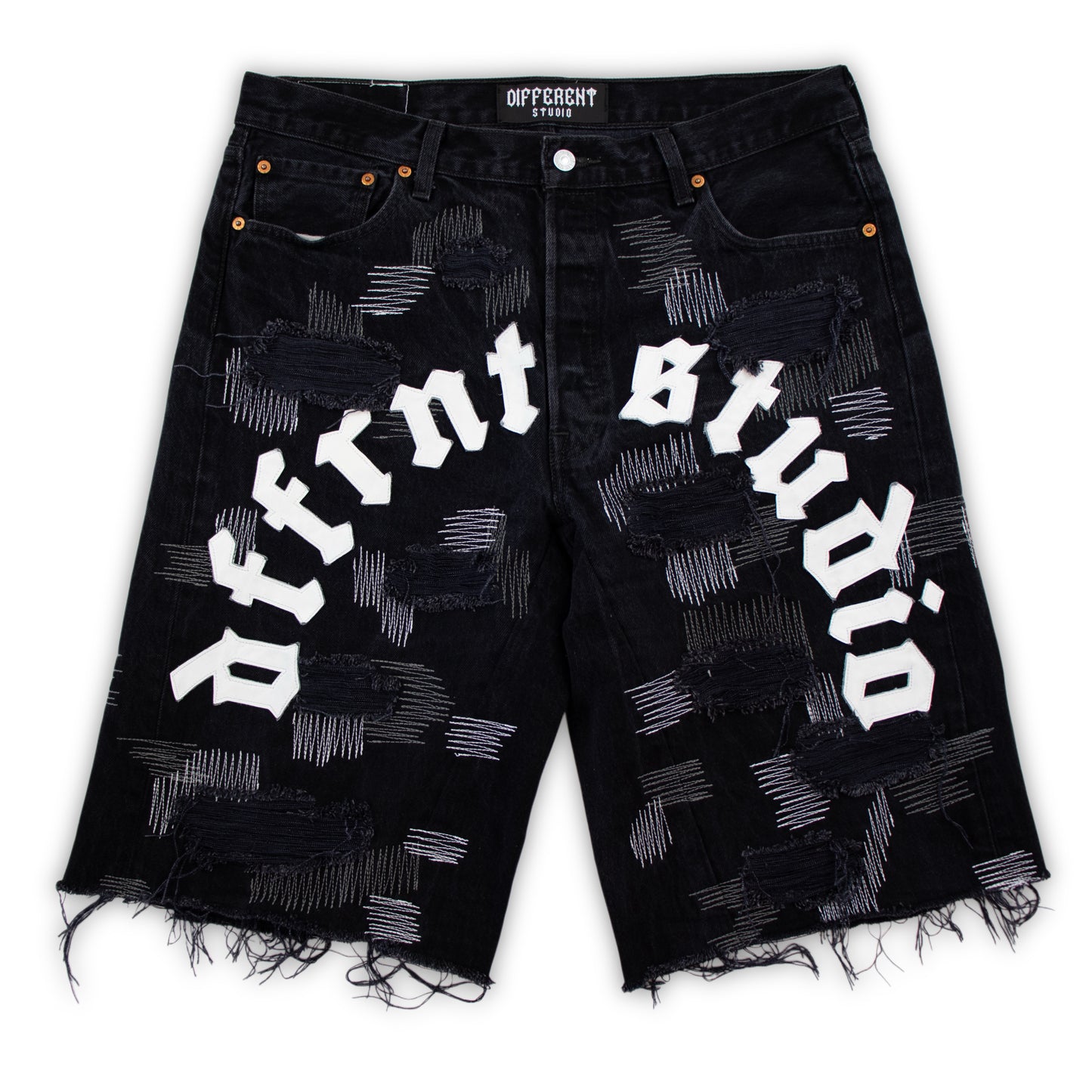 Blue-white studio shorts