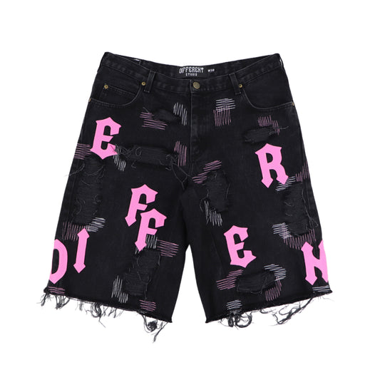 Black-pink baggy shorts