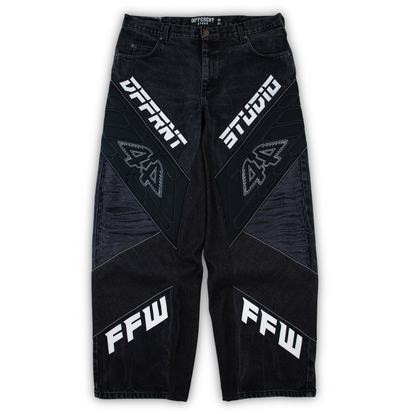 D44RNT black moto jeans