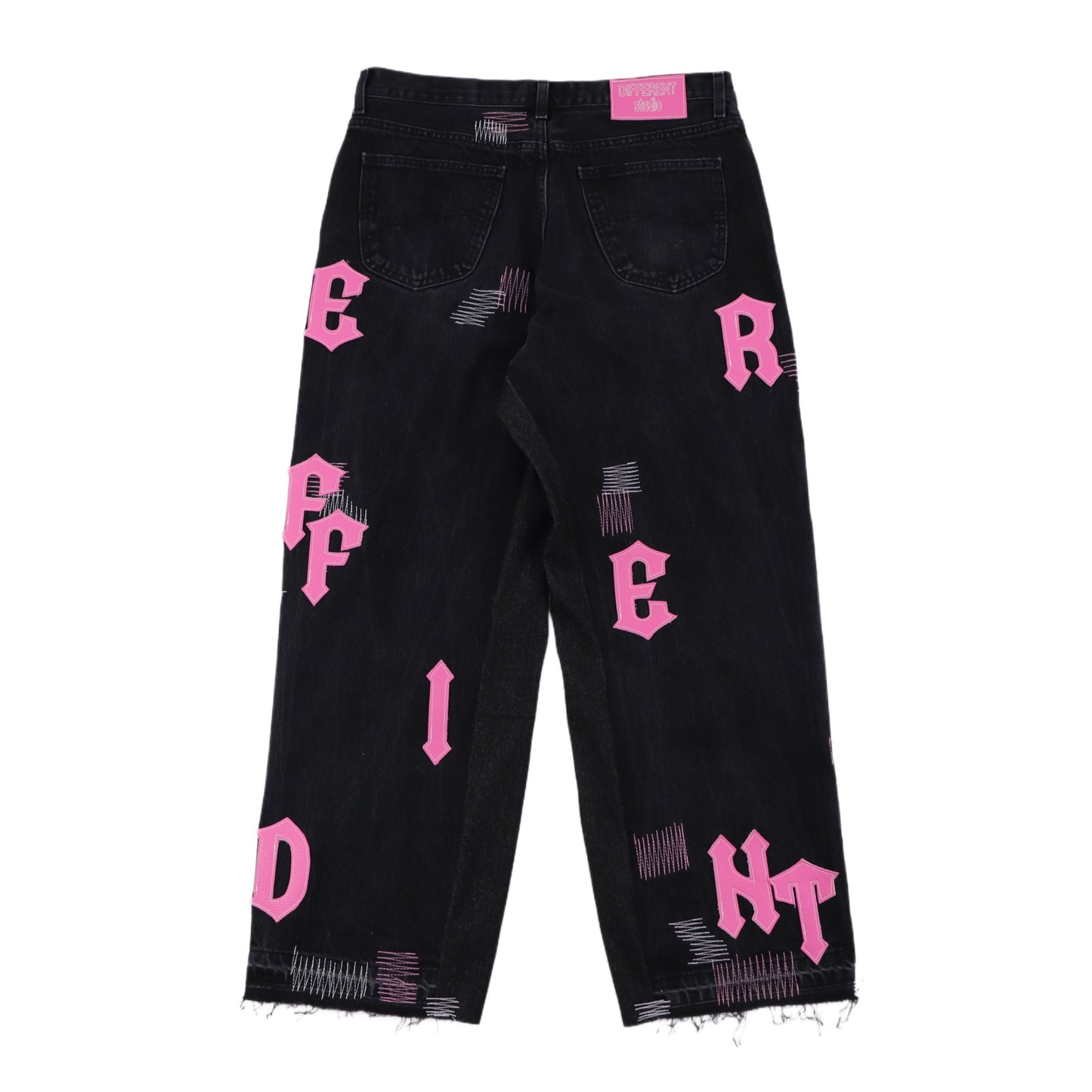 Black-pink baggy jeans