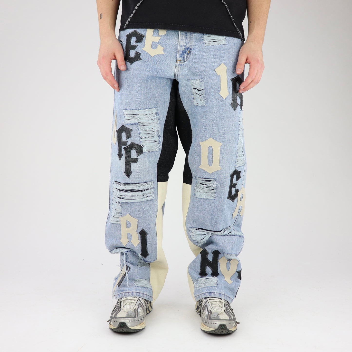DFFRNT 100RY letters blue jeans