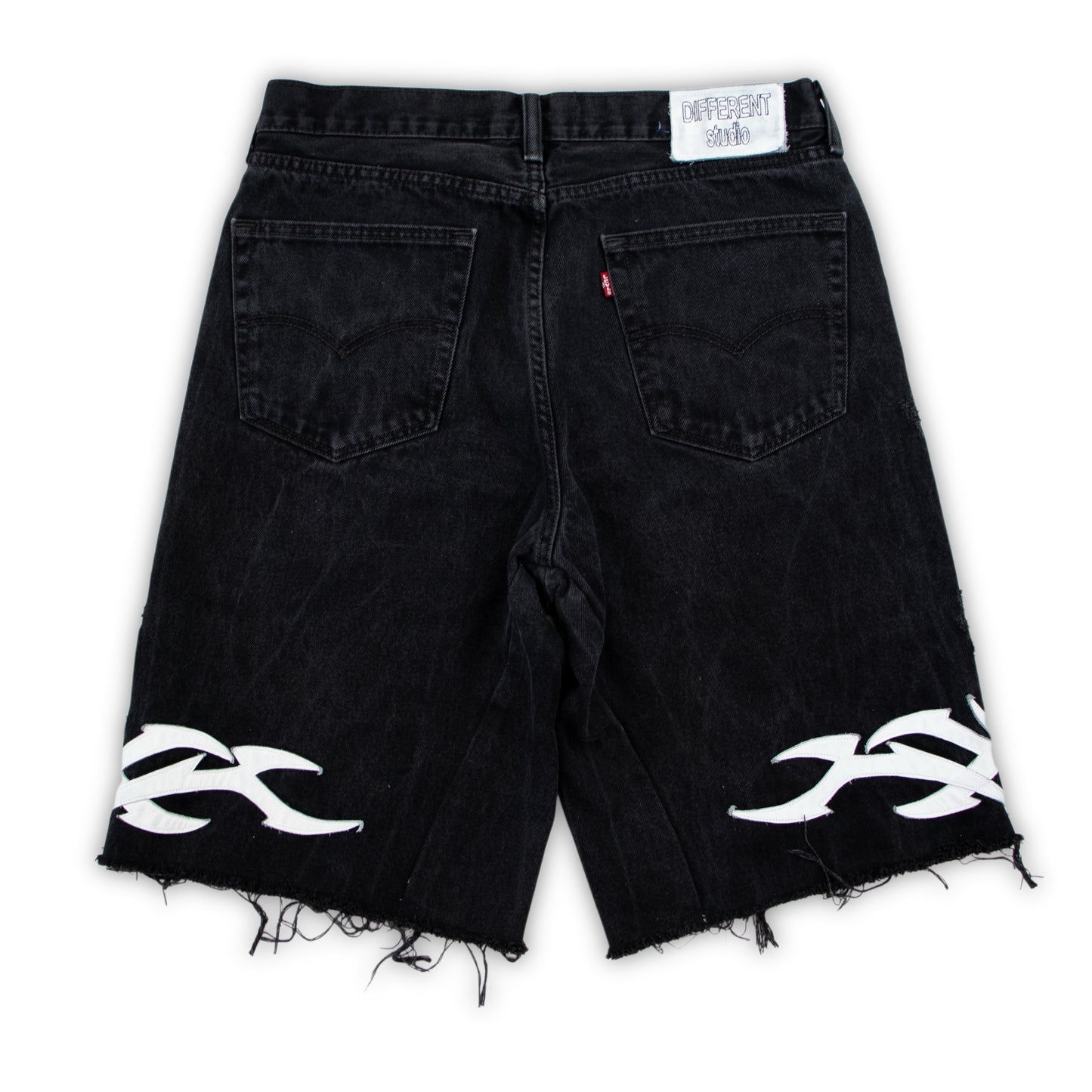 Blue-white tribal shorts
