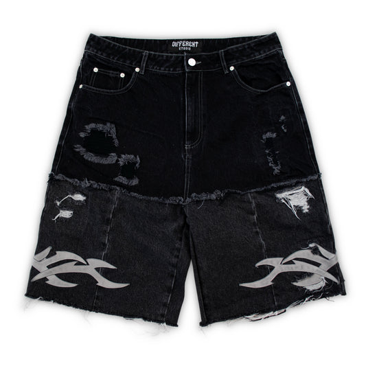 Black panel tribal shorts