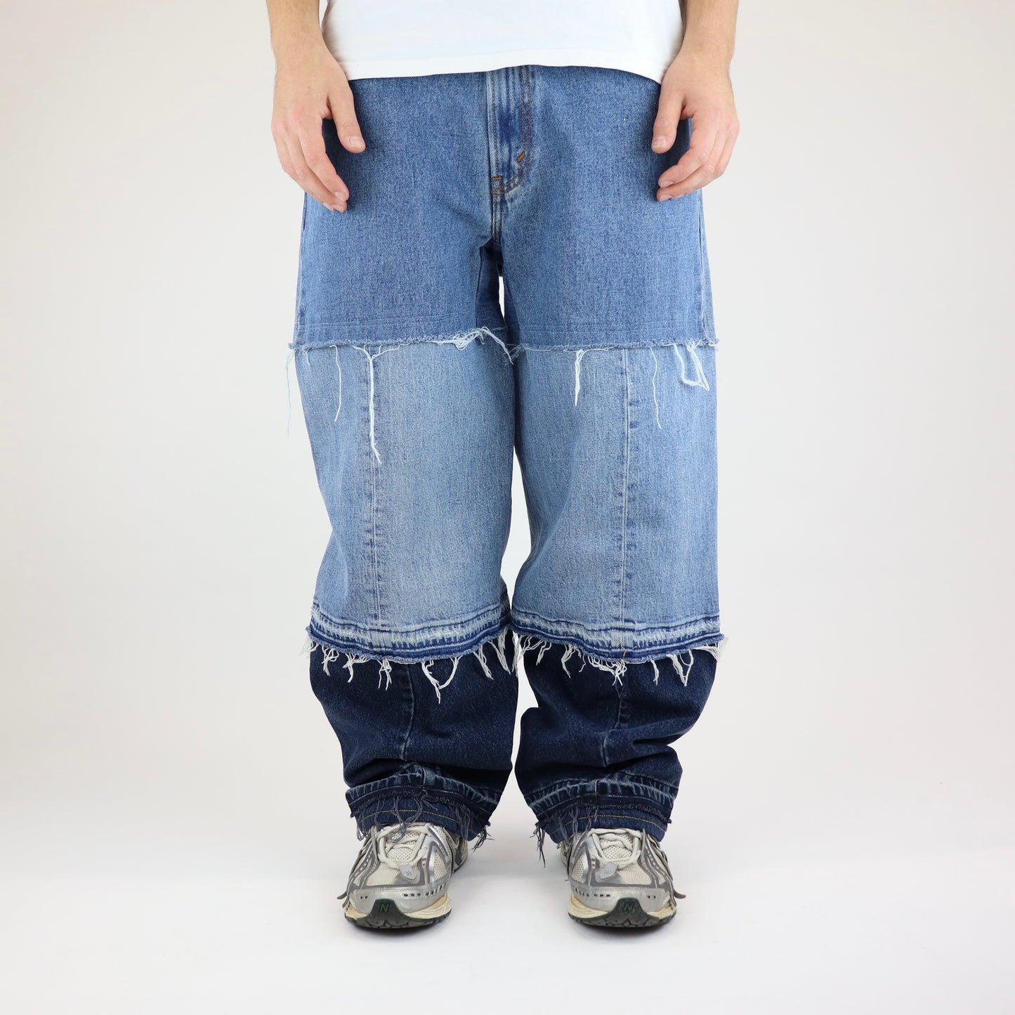 Blue panel jeans light top