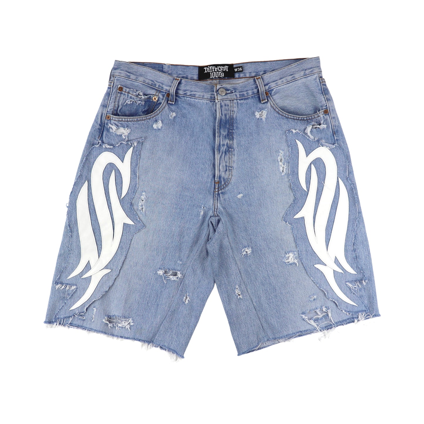 DFFRNT 100RY ornament blue shorts