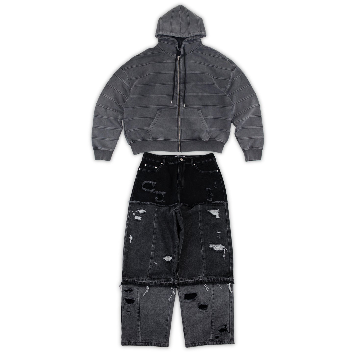 Ashline hoodie + Black panel jeans