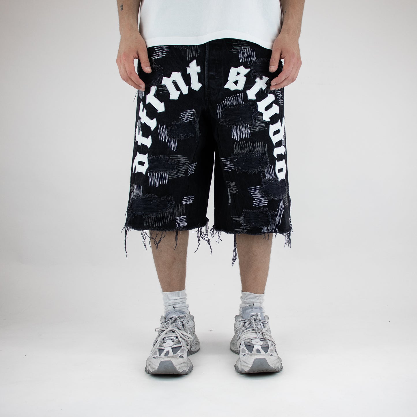 Blue-white studio shorts