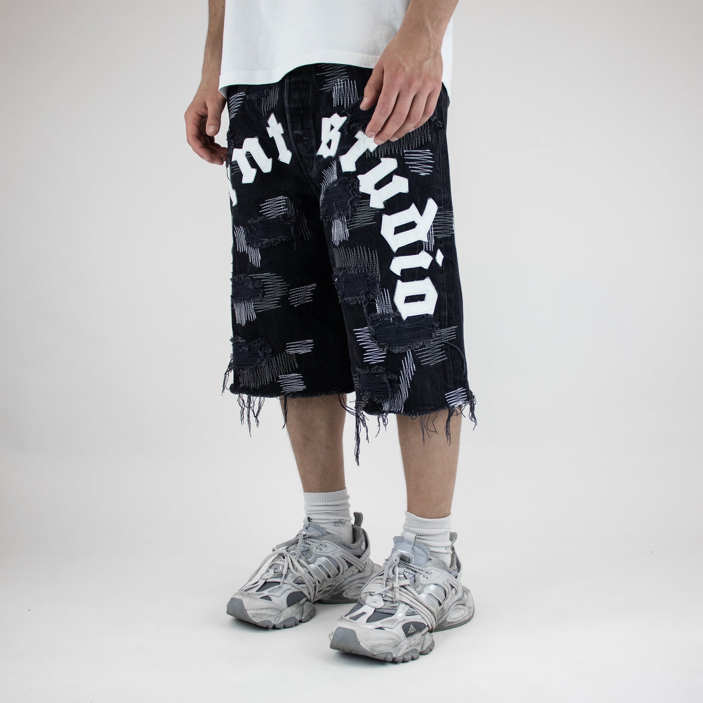 Blue-white studio shorts