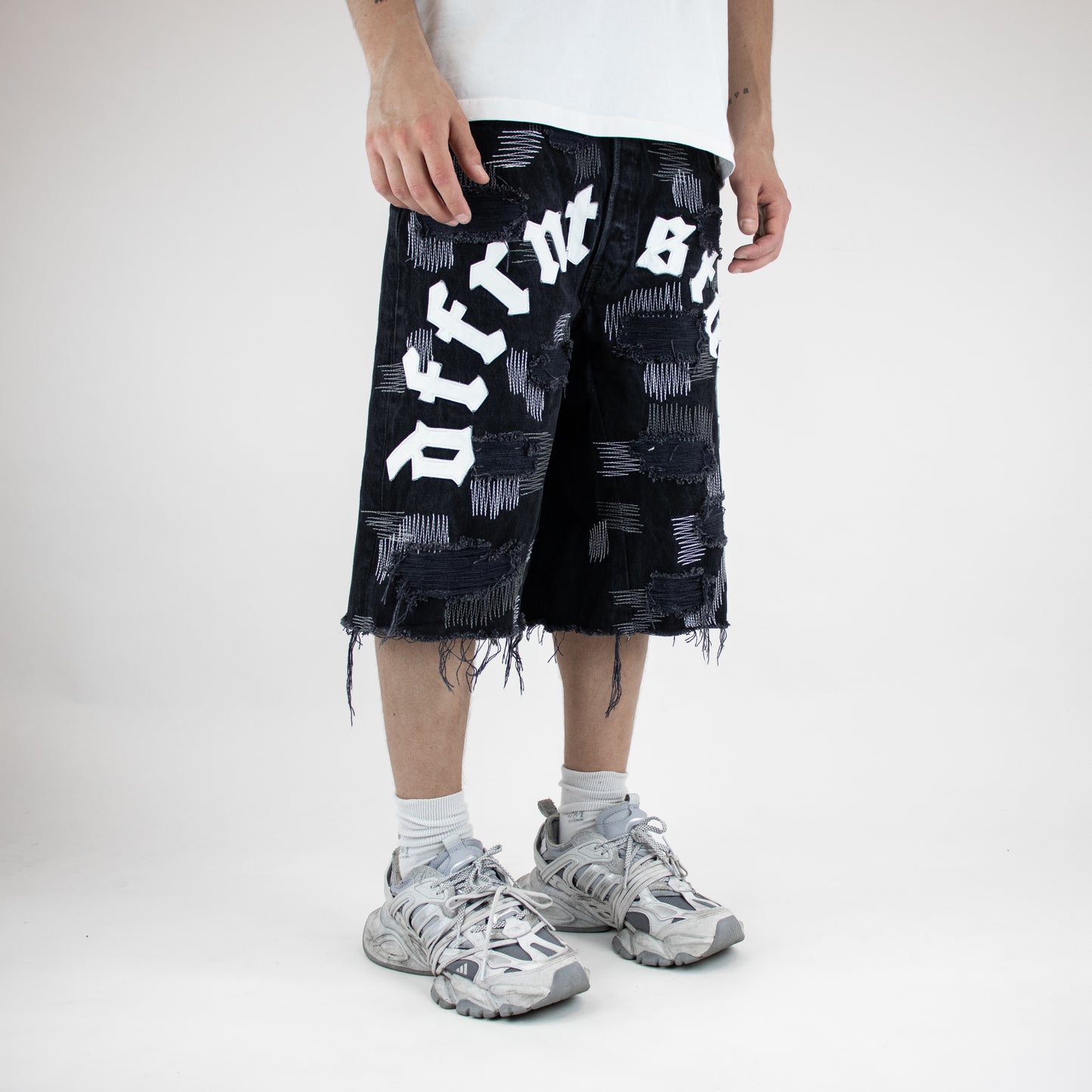 Blue-white studio shorts