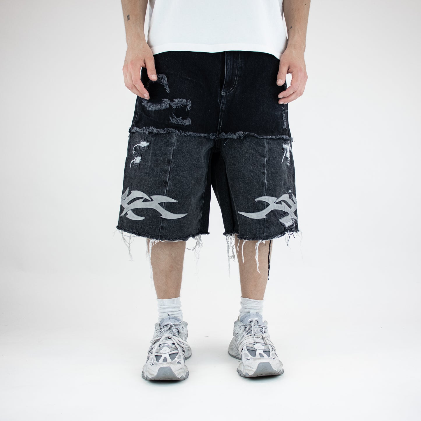 Black panel tribal shorts