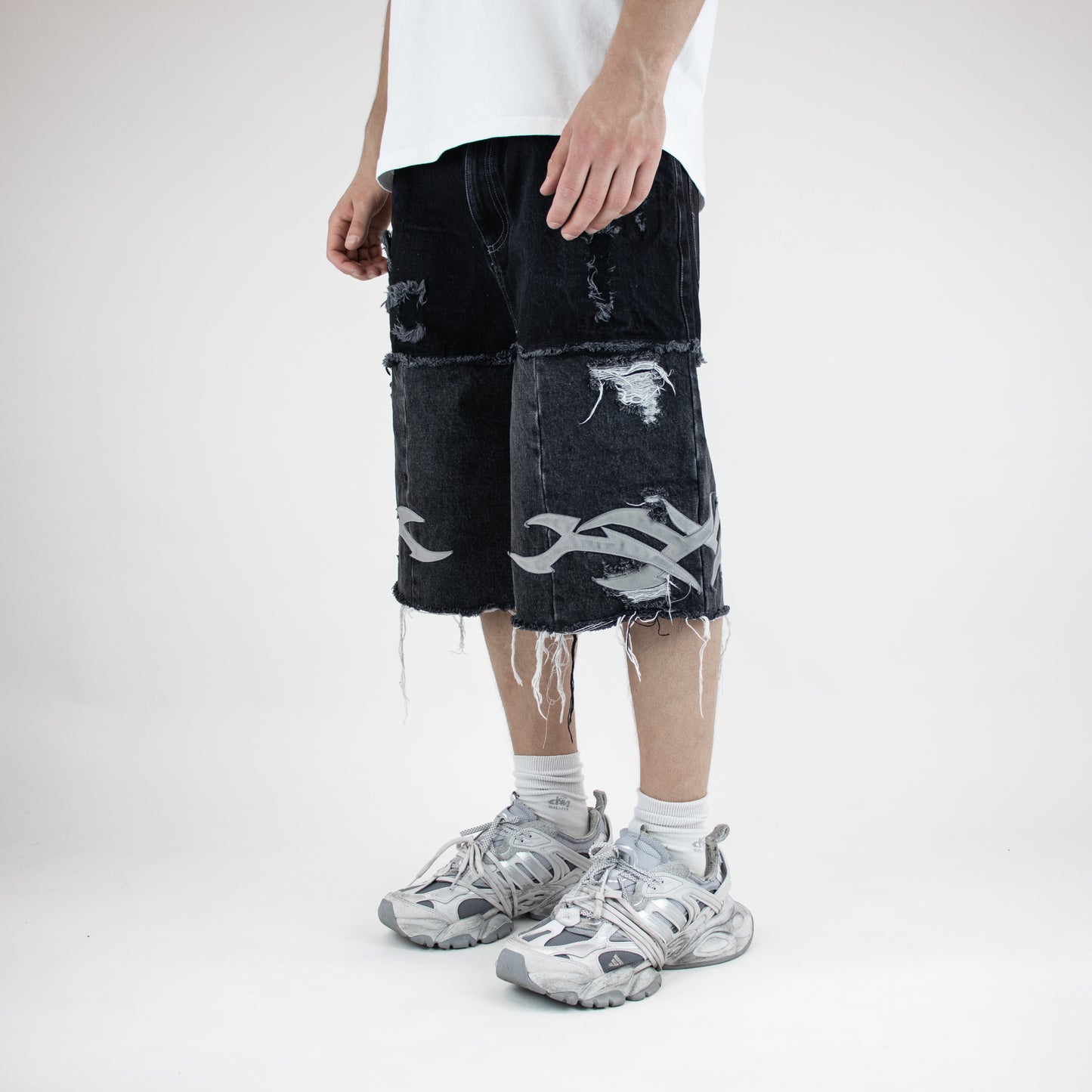 Black panel tribal shorts