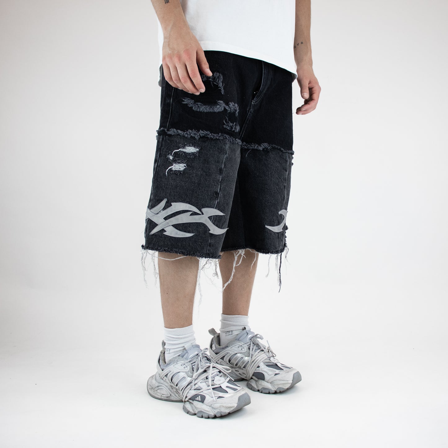 Black panel tribal shorts