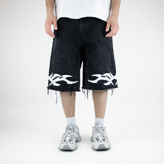 Blue-white tribal shorts