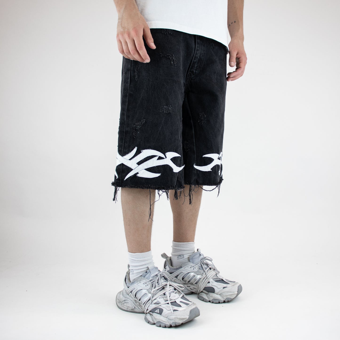 Blue-white tribal shorts