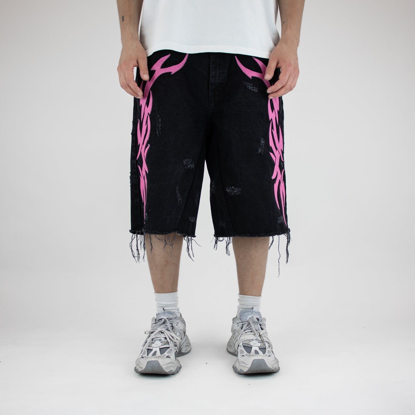 Blue-pink tribal shorts