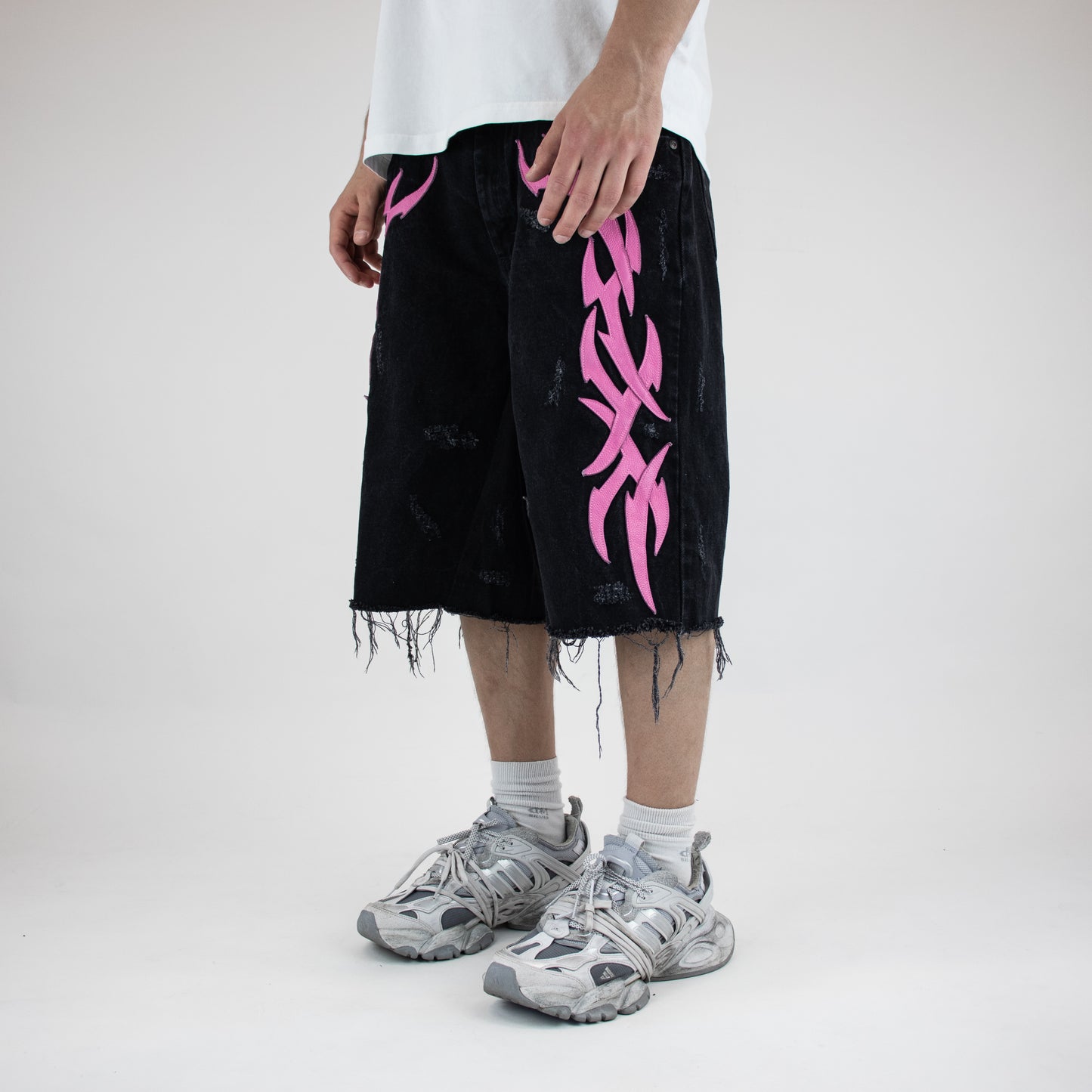 Blue-pink tribal shorts