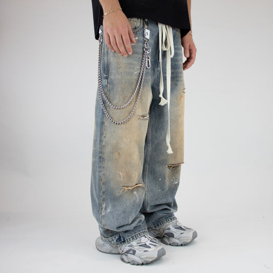 Dirty blue jeans